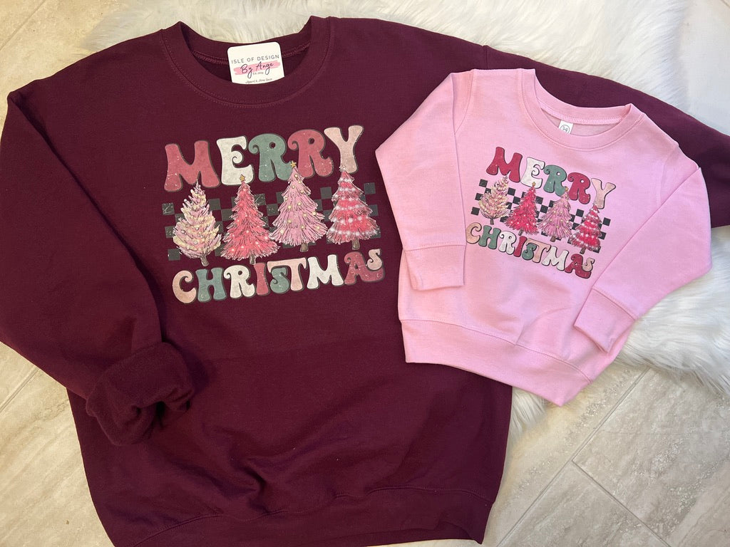 Retro Merry Christmas Classic Crewneck
