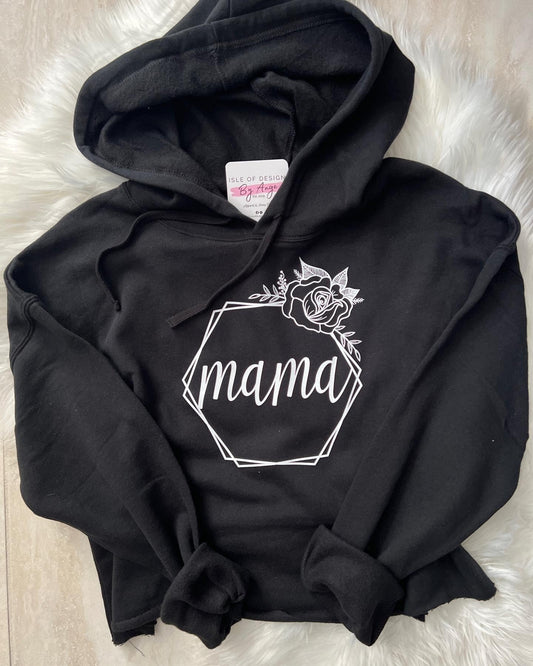 Floral Hex MAMA Crop Hoodie