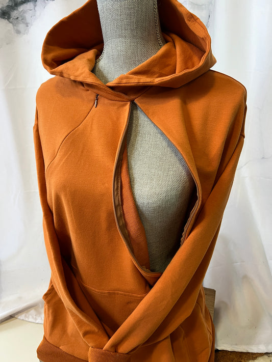 Burnt Orange Maternity-Nursing Hoodie