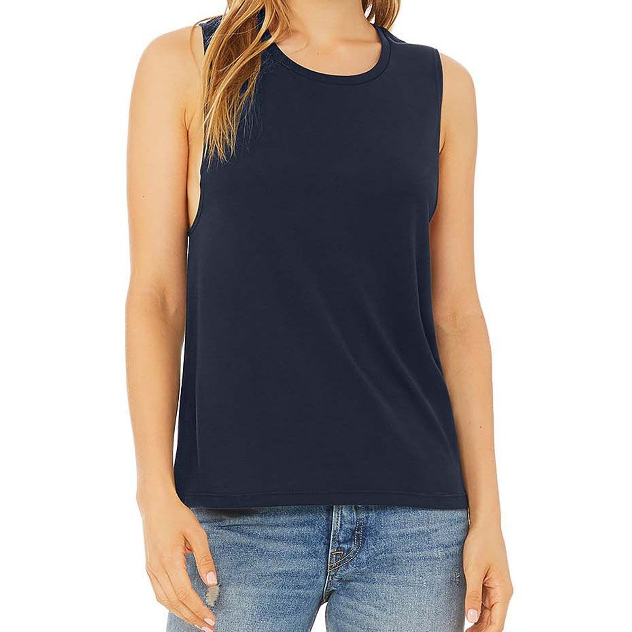 BLANKS SALE: Navy (2XL ONLY) Women's Flowy Muscle Tank