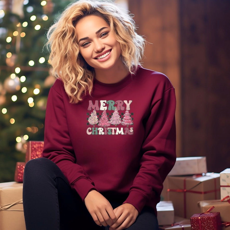 Retro Merry Christmas Classic Crewneck