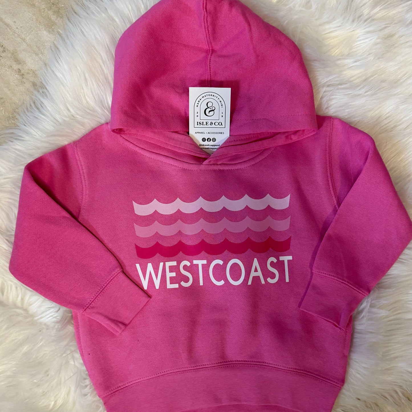 "Westcoast Waves" PINK Toddler Pullover Hoodie