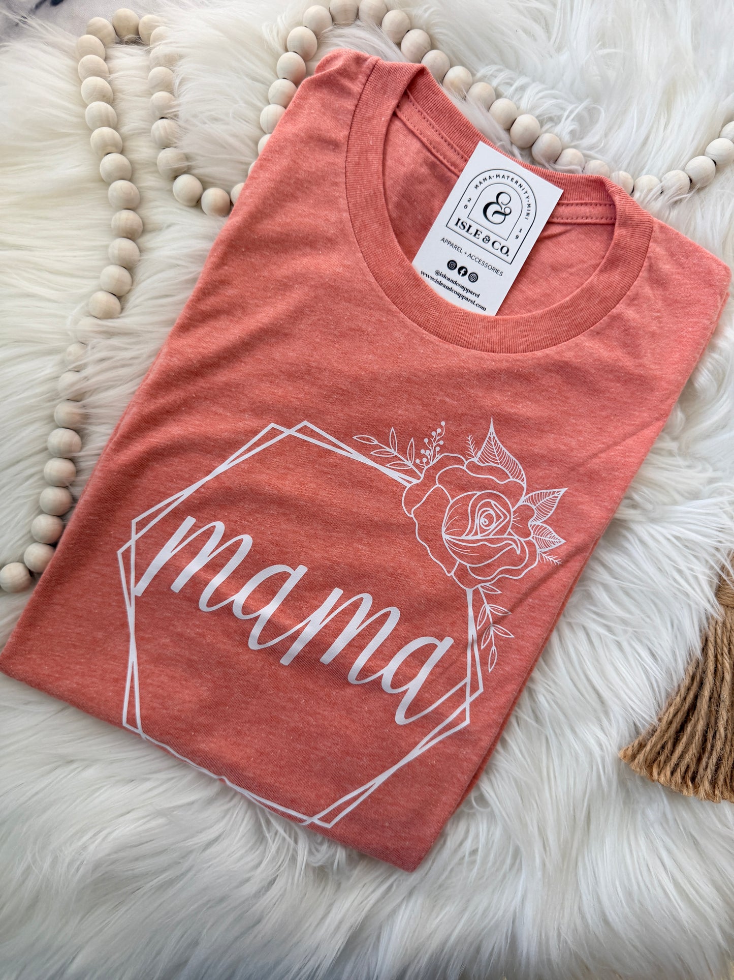 Floral Hex MAMA Favorite Tee CORAL
