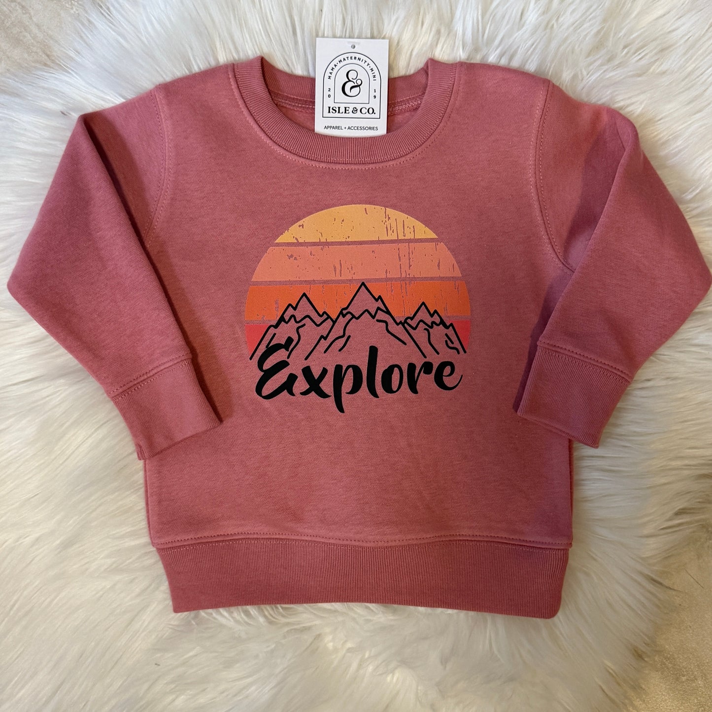"Explore Sunsets" Mauve Toddler Crewneck