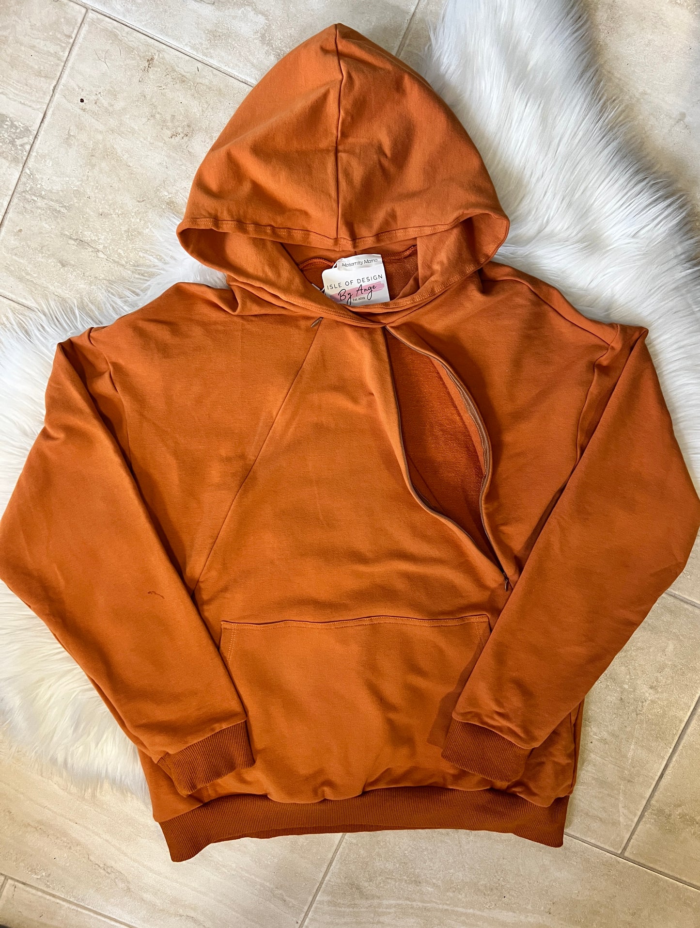 Burnt Orange Maternity-Nursing Hoodie