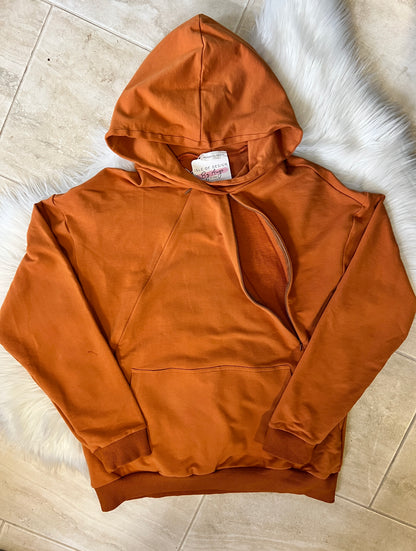 Burnt Orange Maternity-Nursing Hoodie