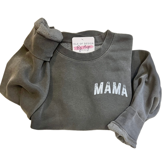 "MAMA" Distressed Vintage Wash Crewneck
