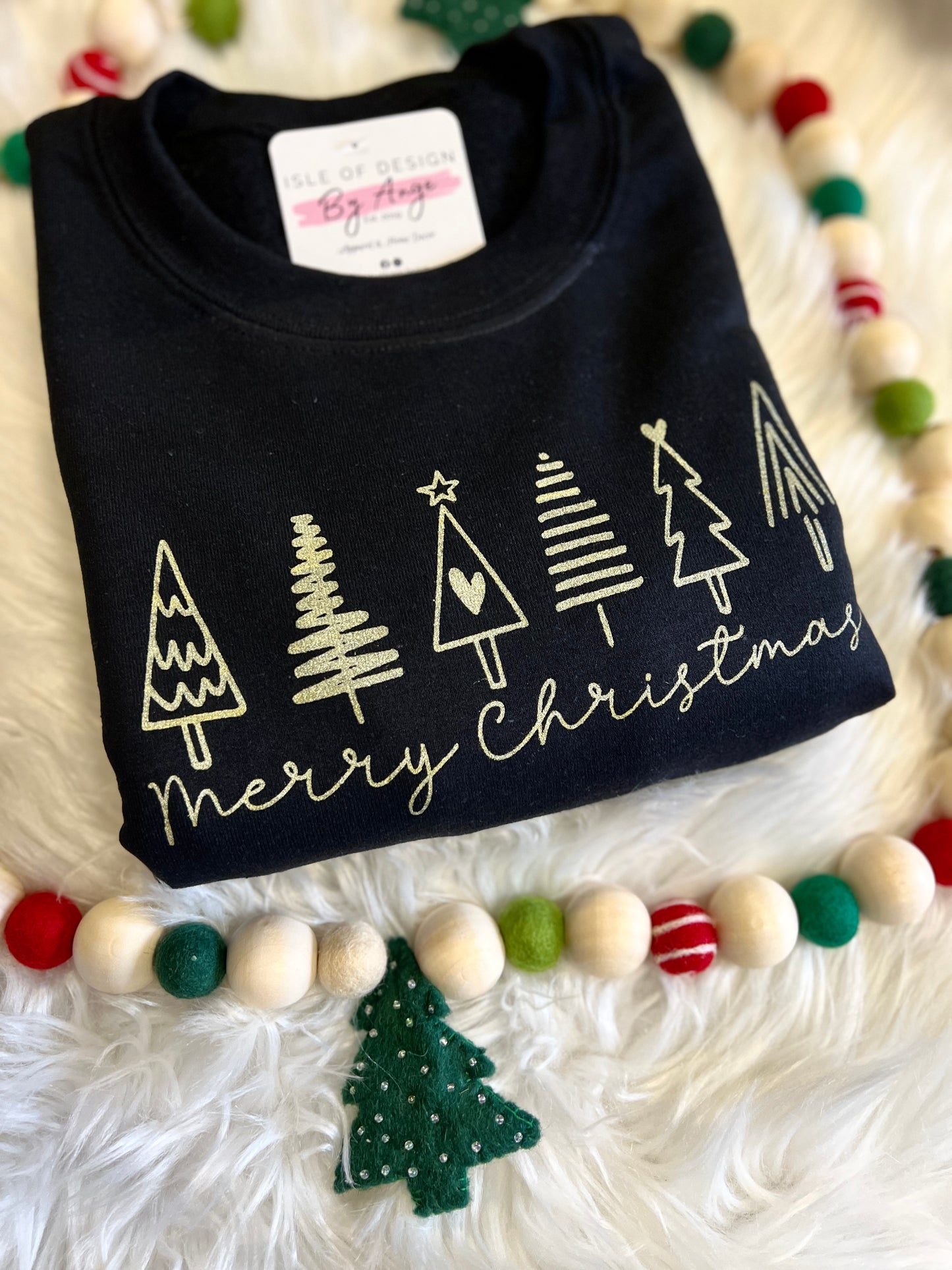 Merry Christmas - Gold Trees Luxe Crewneck