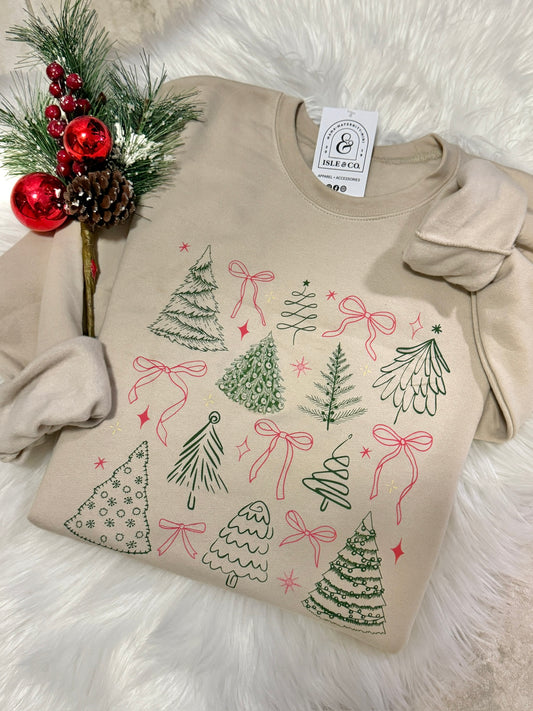 Coquette Bows + Trees Luxe Crewneck