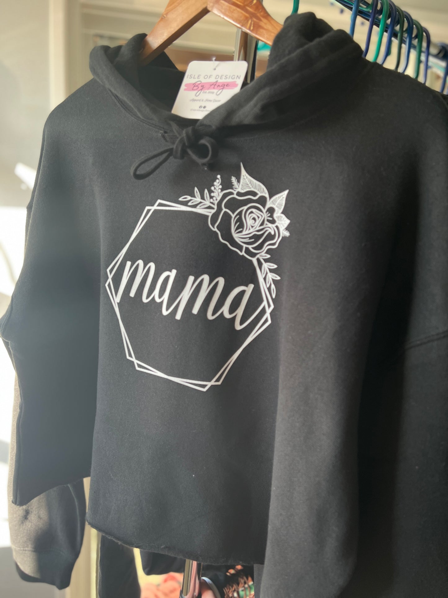 Floral Hex MAMA Crop Hoodie