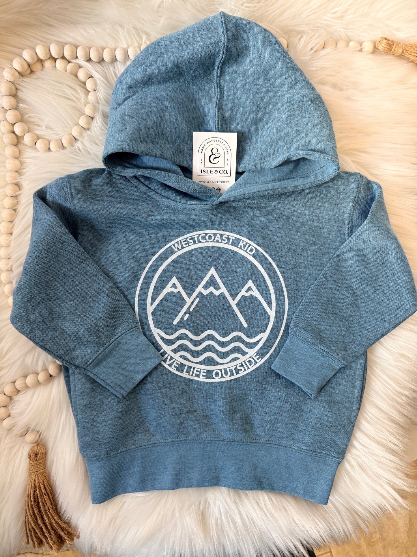 "West Coast Kid" Toddler Pullover Hoodie (Ocean Blue)