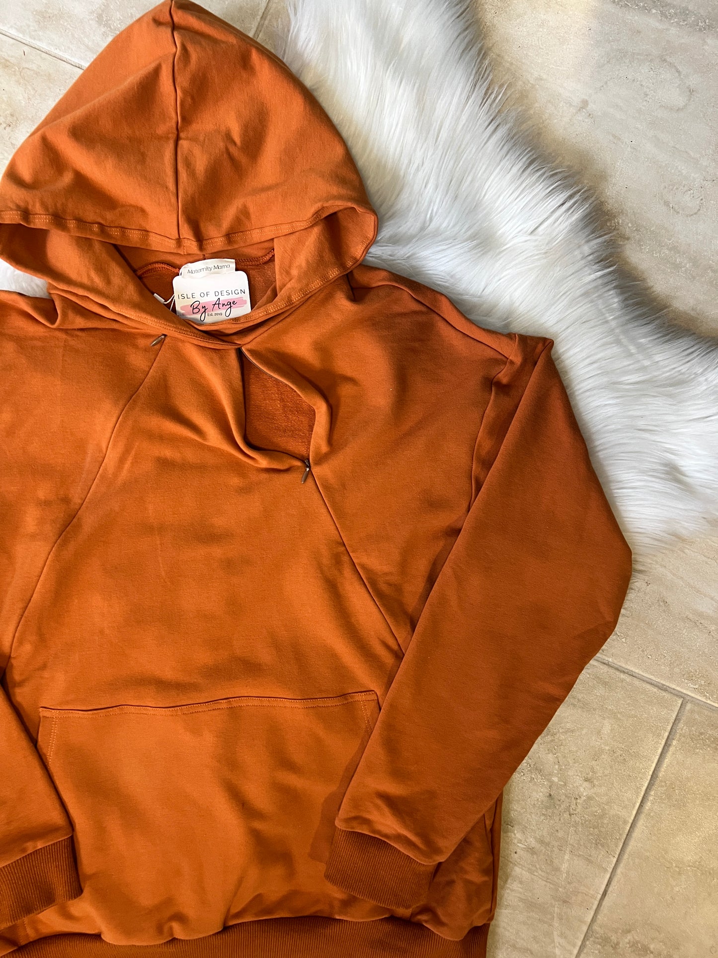 Burnt Orange Maternity-Nursing Hoodie