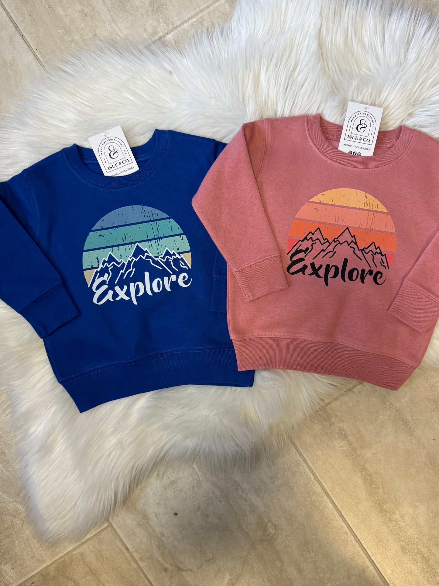 "Explore Sunsets" Royal Toddler Crewneck