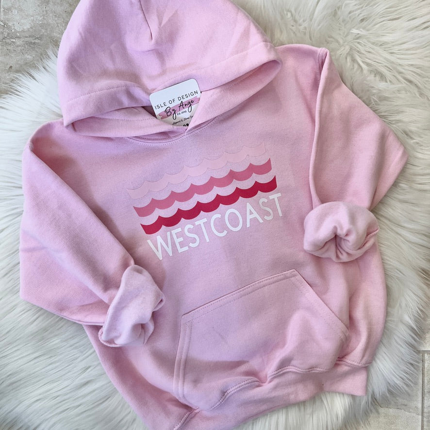 "Westcoast Waves" PINK Toddler Pullover Hoodie