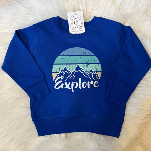 "Explore Sunsets" Royal Toddler Crewneck