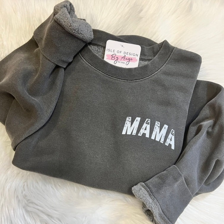 "MAMA" Distressed Vintage Wash Crewneck