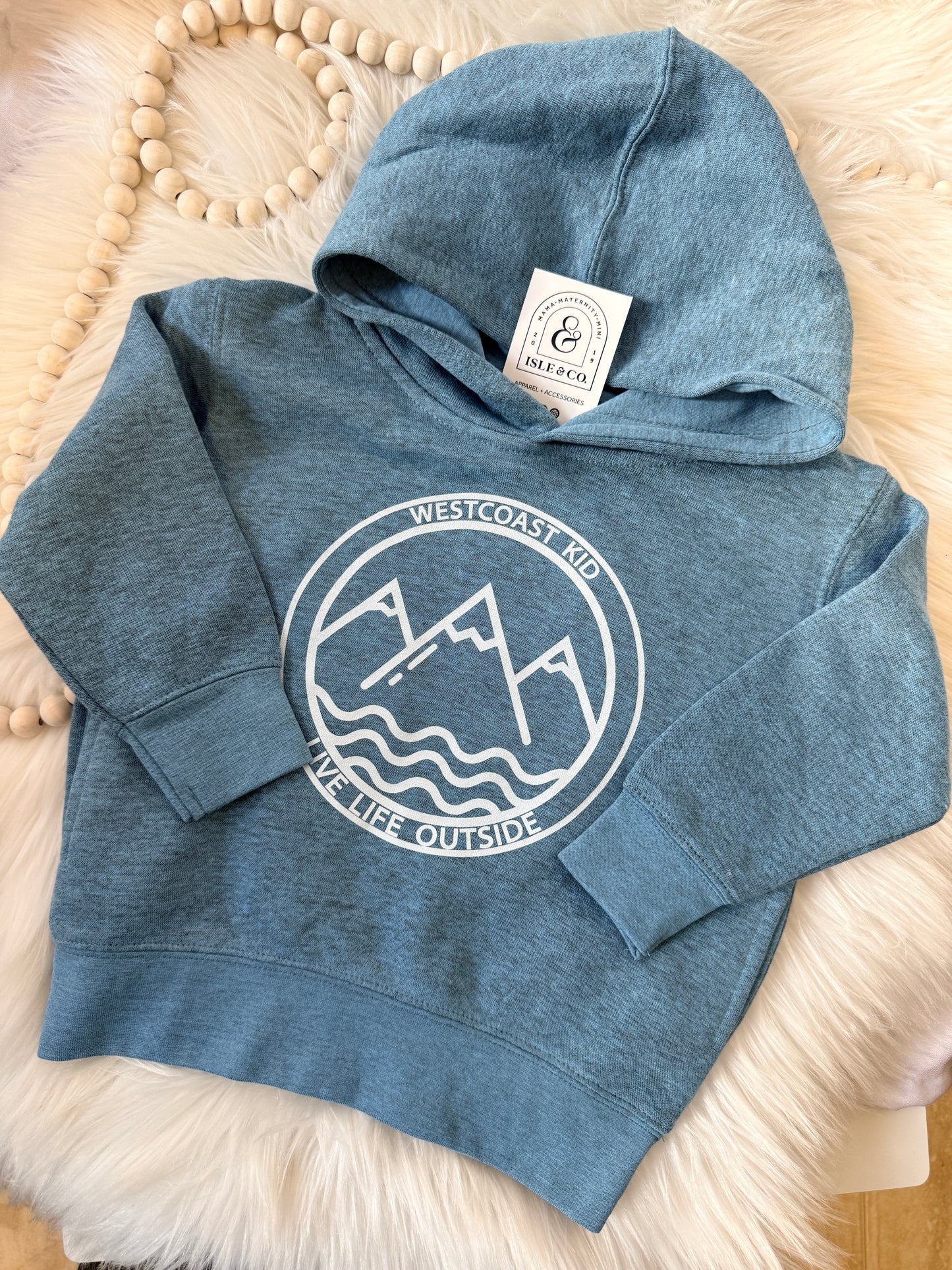 "West Coast Kid" Toddler Pullover Hoodie (Ocean Blue)