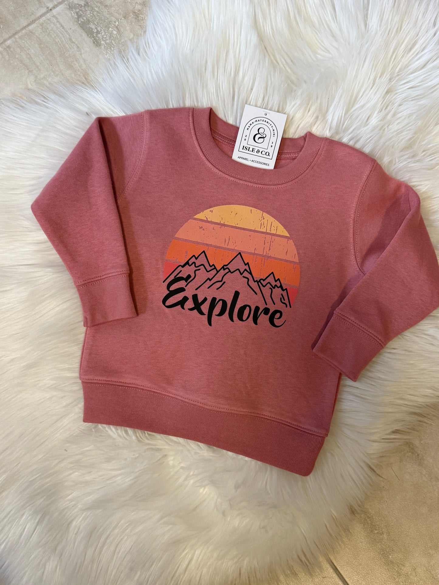 "Explore Sunsets" Mauve Toddler Crewneck