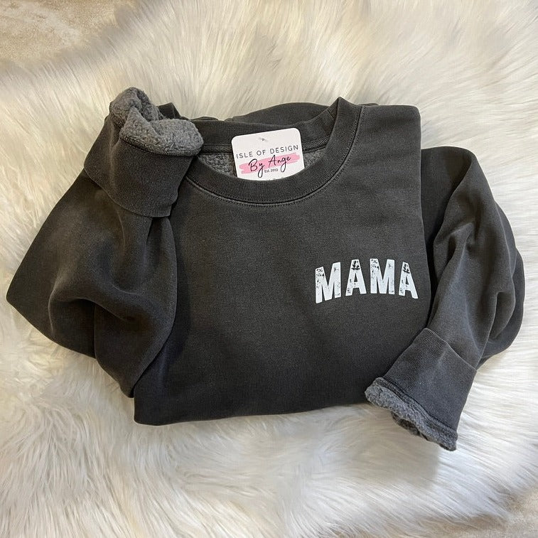 "MAMA" Distressed Vintage Wash Crewneck