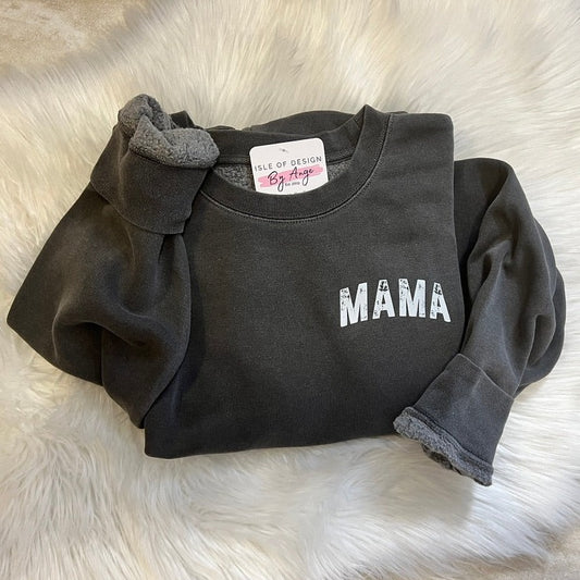 "MAMA" Distressed Vintage Wash Crewneck