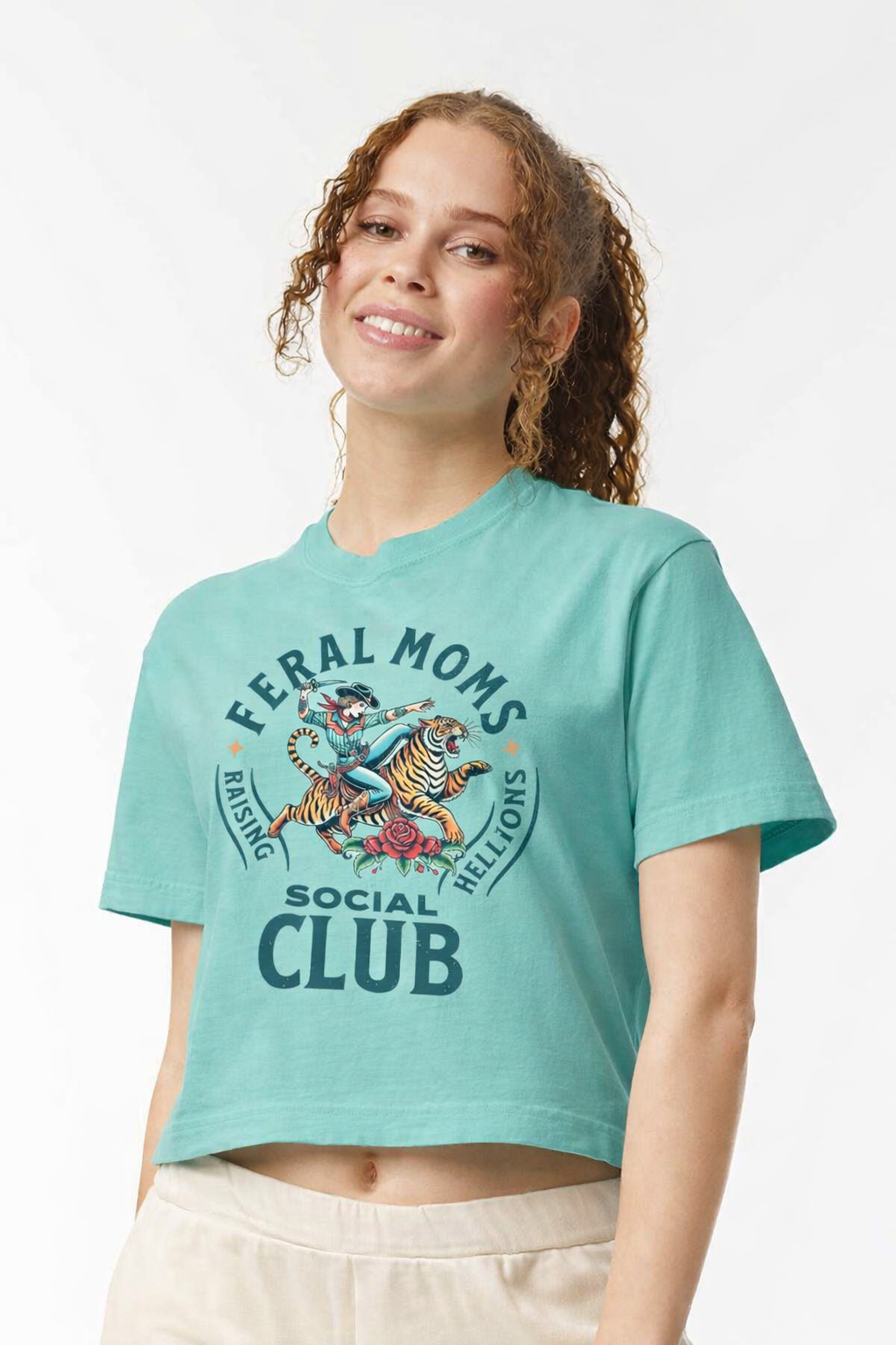 Feral Moms Club Vintage Wash Crop Tee | Chalky Mint