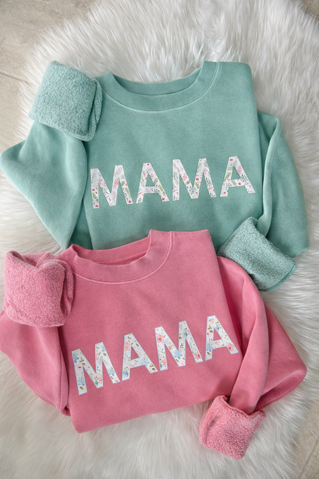 Mint "Floral MAMA" Vintage Wash Crewneck