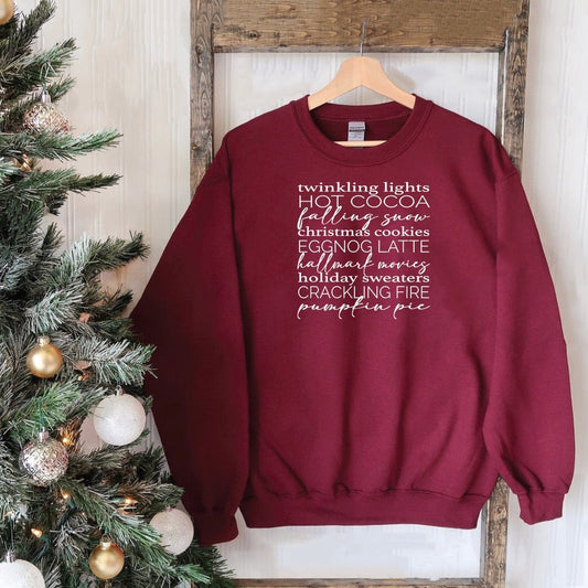 Christmas Words Maroon Classic Crewneck