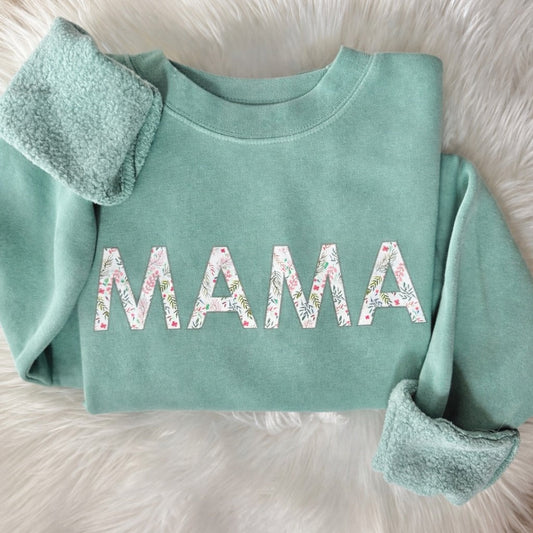 Mint "Floral MAMA" Vintage Wash Crewneck