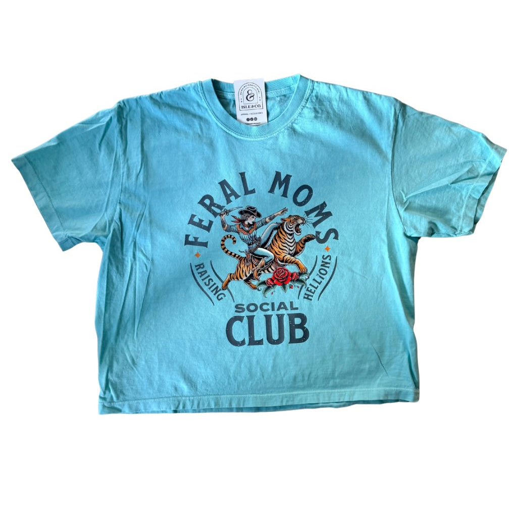 Feral Moms Club Vintage Wash Crop Tee | Chalky Mint