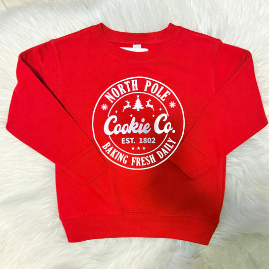 North Pole Cookie Co. Toddler Crewneck (Red)