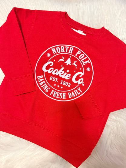 North Pole Cookie Co. Toddler Crewneck (Red)