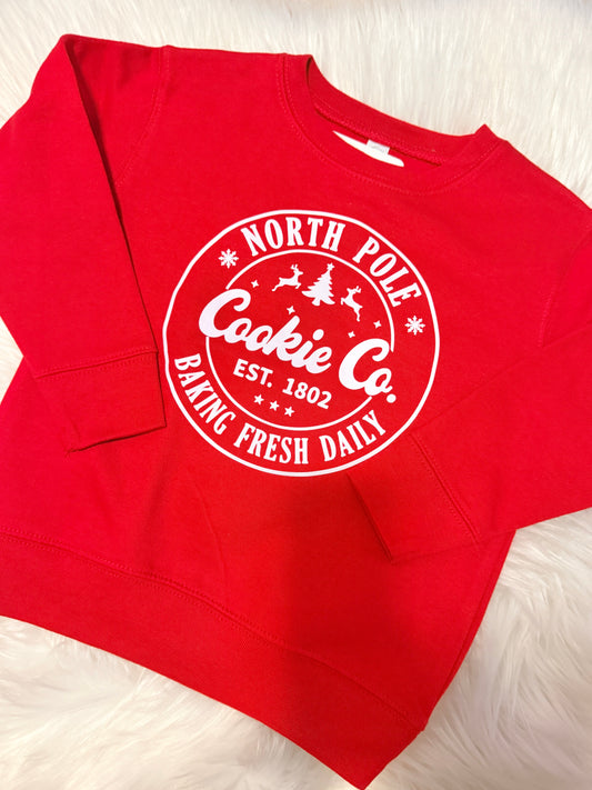 North Pole Cookie Co. Toddler Crewneck (Red)