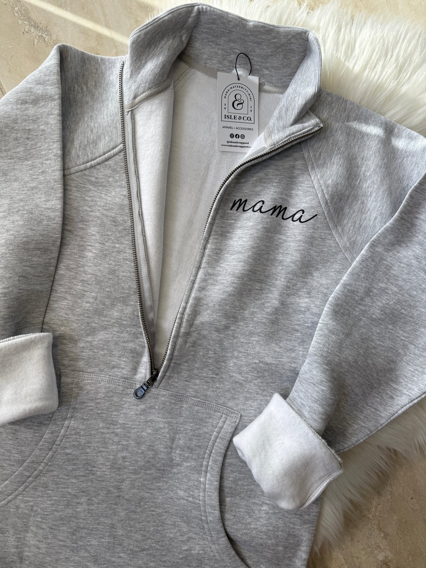 Ladies 1/2 Zip Pullover LIGHT GREY (Nursing Friendly)