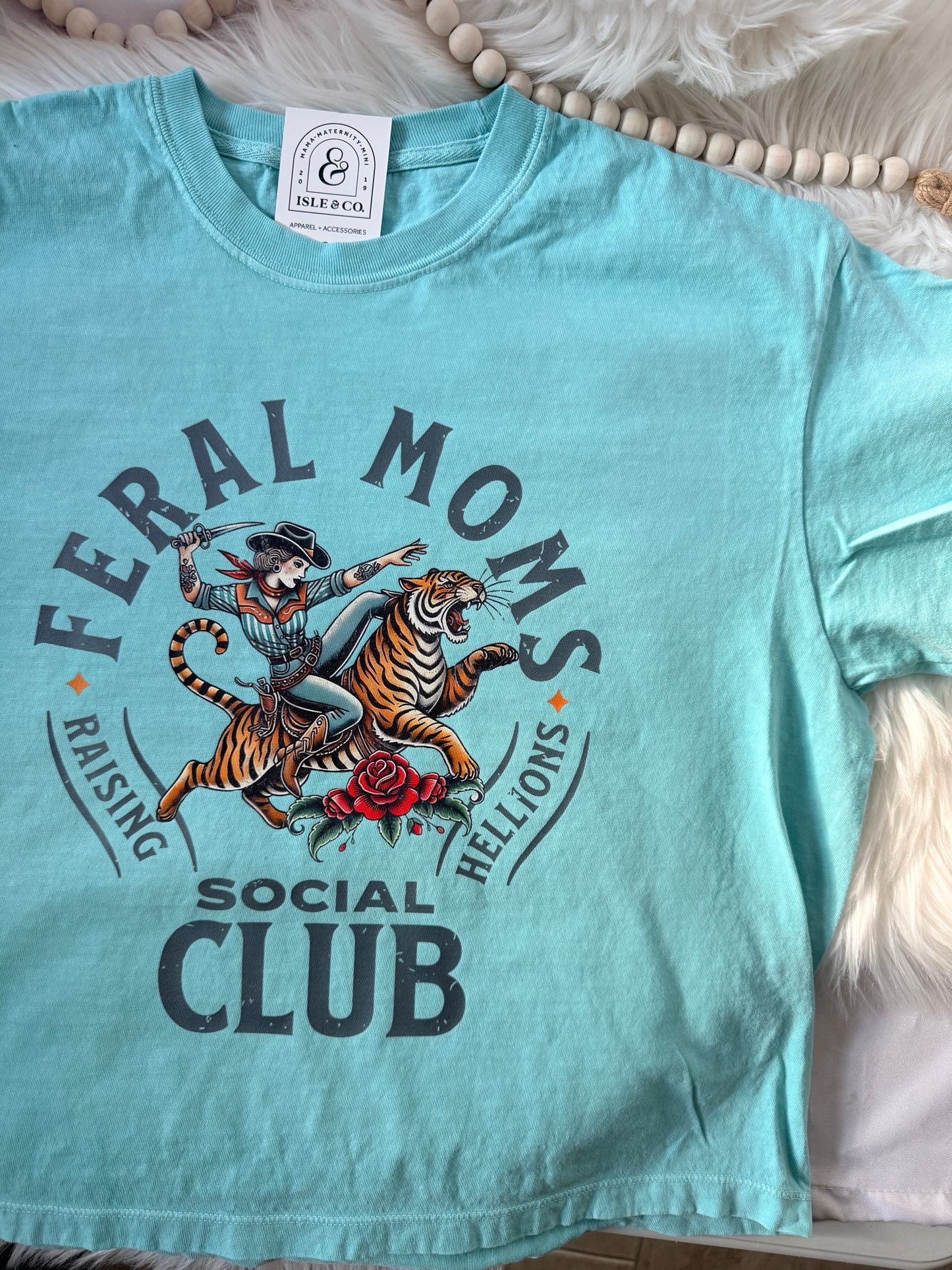 Feral Moms Club Vintage Wash Crop Tee | Chalky Mint