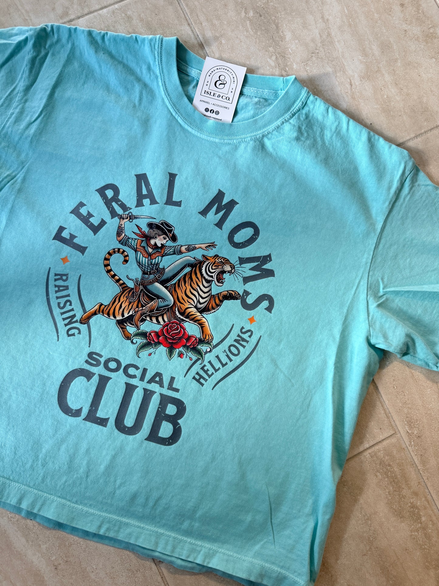 Feral Moms Club Vintage Wash Crop Tee | Chalky Mint