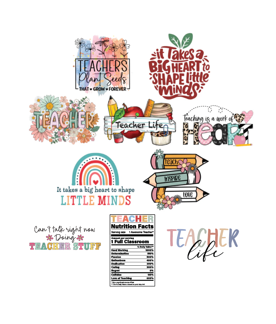 Teacher Decals (+ Glass Cup Option)