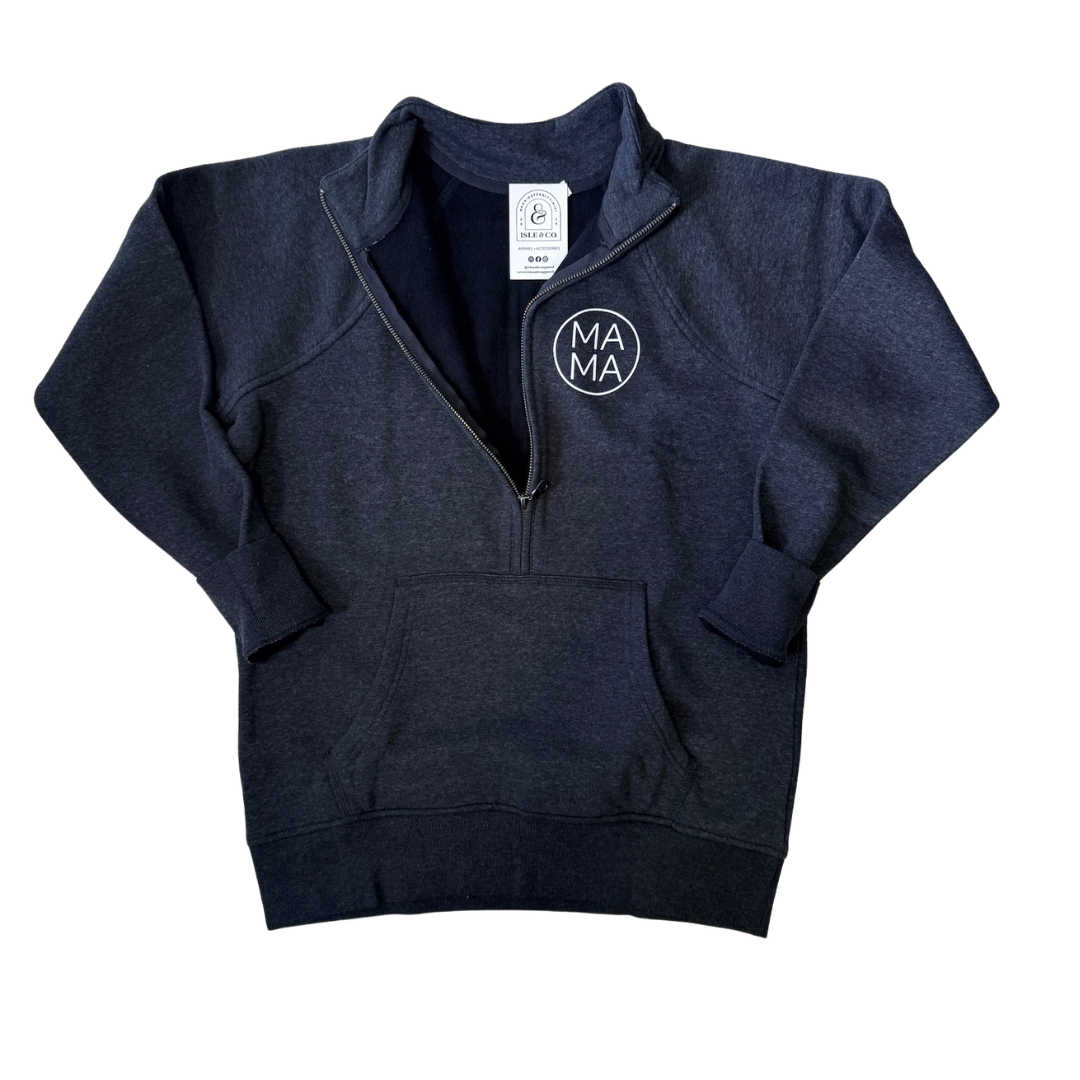 Ladies 1/2 Zip Pullover BLACK (Nursing Friendly)
